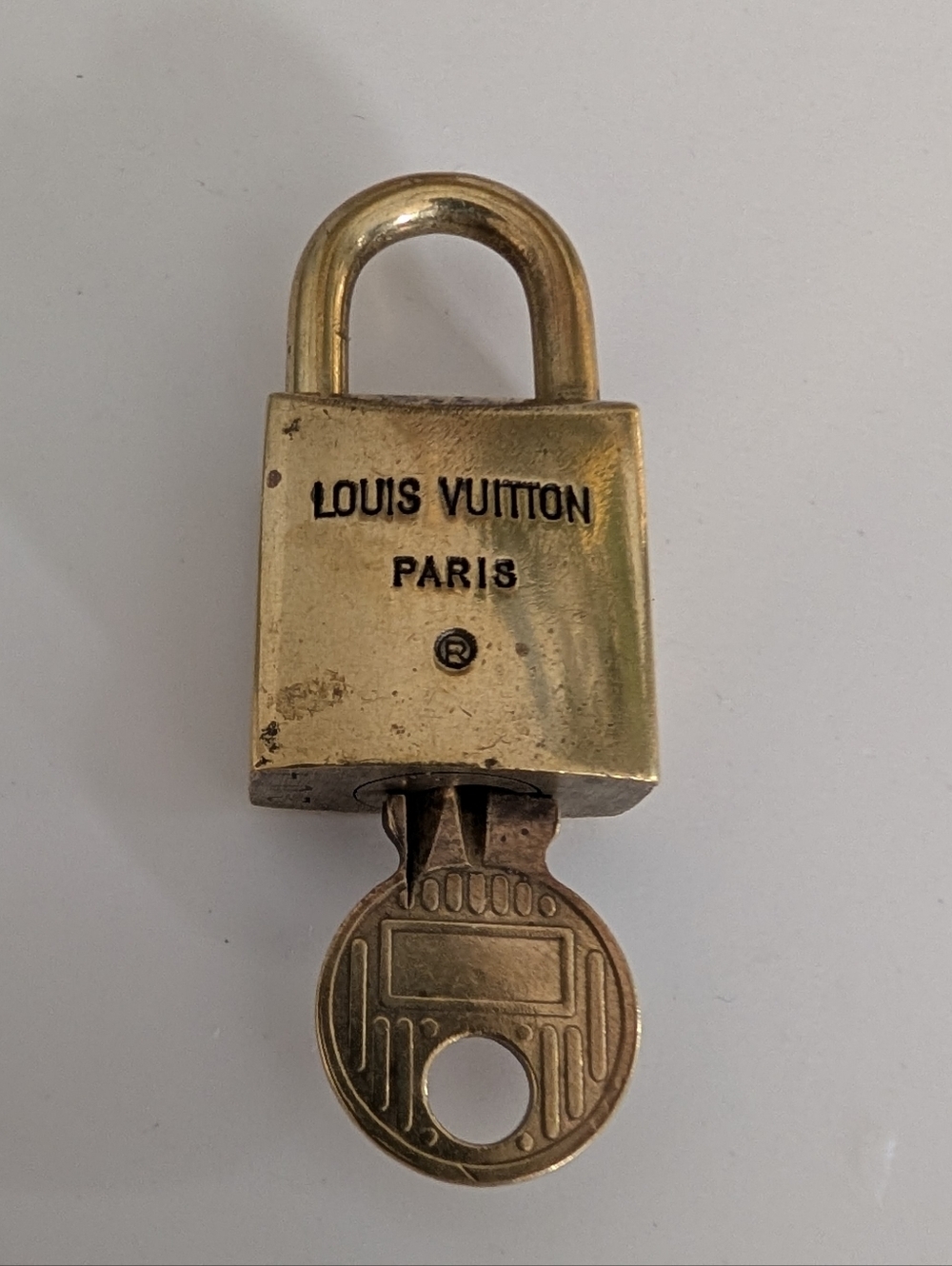 Louis Vuitton #204 Vintage Brass Lock and Key Set - Picture 2 of 6